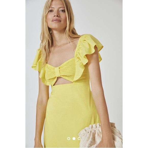 Farm x Anthropologie Ruffle Midi Dress Size XL - Picture 2 of 8